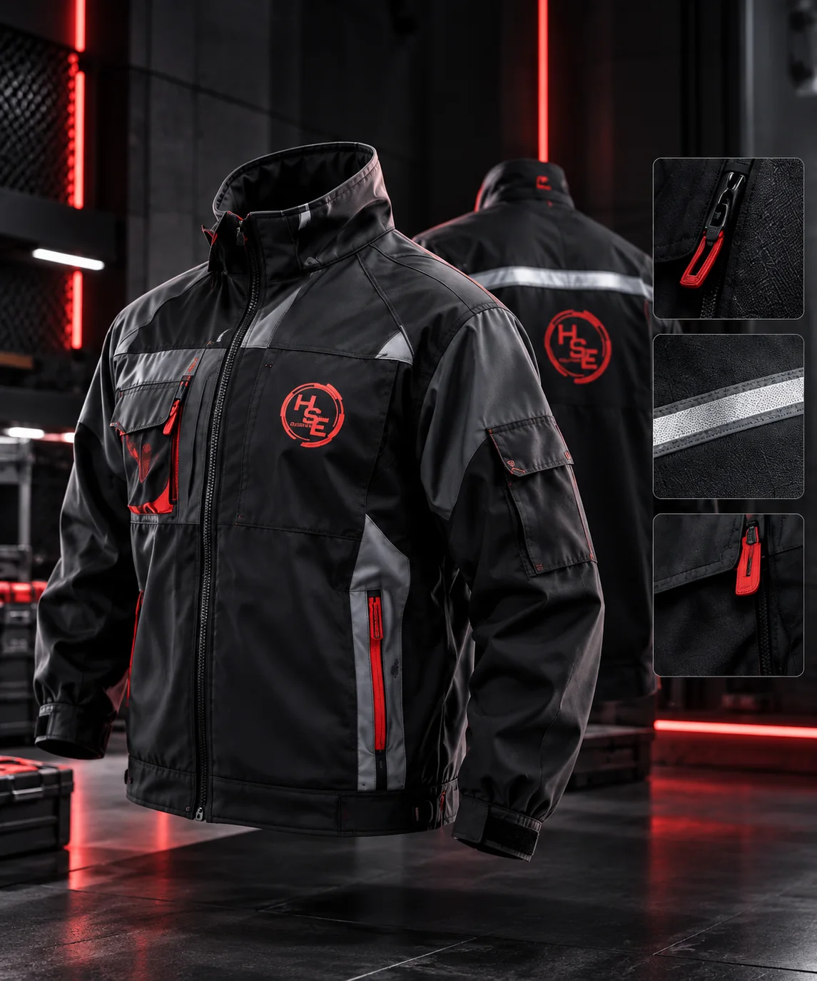 Veste de travail HSE Industrie avec détails haute visibilité